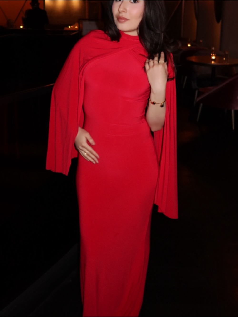 ASOS Red Maxi Dress with Cape Sleeves